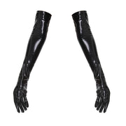 Red Black Punk Gloves for Women - Hip Hop PU Leather Style