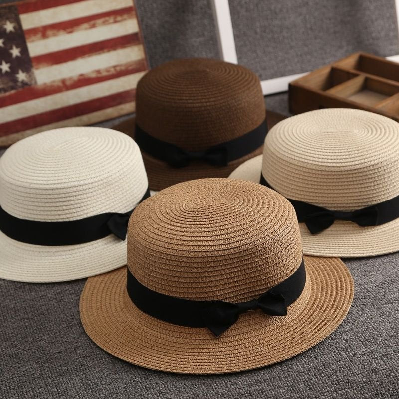 Sun-Protecting Summer Top Hat with Bowknot