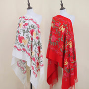 Soft Cashmere Shawl Embroidered with Gourd Pomegranate Blossom Design