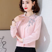 Elegant Floral Embroidered Chiffon Blouse