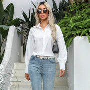 Casual Solid Color Loose Long Sleeve Women's Shirt