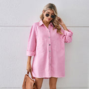 Raw Edge Denim Long-Sleeve Cardigan Dress