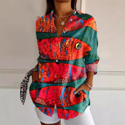 Women's 3D Print Drop-Shoulder Long-Sleeve Shirt