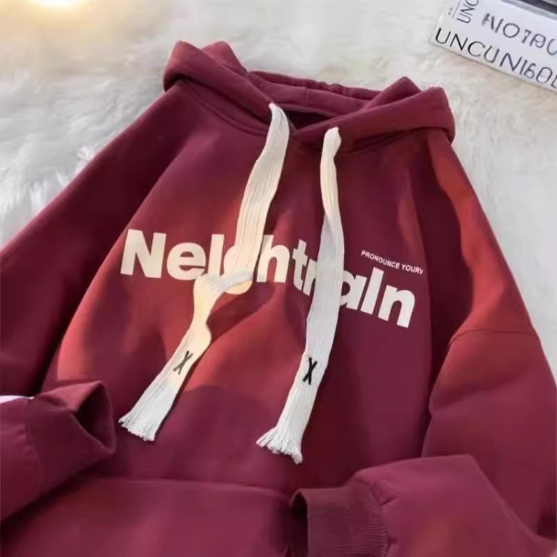 Cozy Wine Red Hooded Sweater for Women