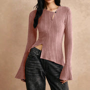 Casual Long Sleeve Button Stitching T-Shirt