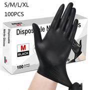 Nitrile Black Rubber Gloves - 100 Pcs, Food Grade