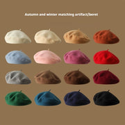 Vintage Japanese Wool Beret for Girls, Artistic Sun Hat