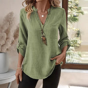 Plus Size Loose V-Neck Solid Tee