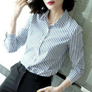 Women's Slim-Fit Striped Long Sleeve Commuter Shirt