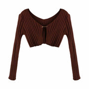 Sexy Deep V-Neck Cropped Cardigan Top