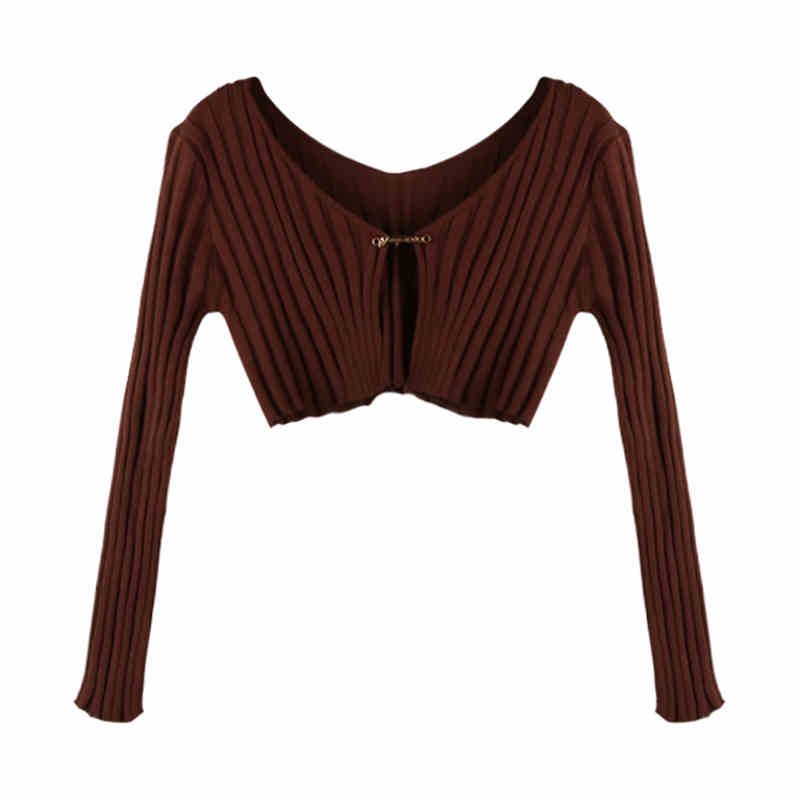 Sexy Deep V-Neck Cropped Cardigan Top