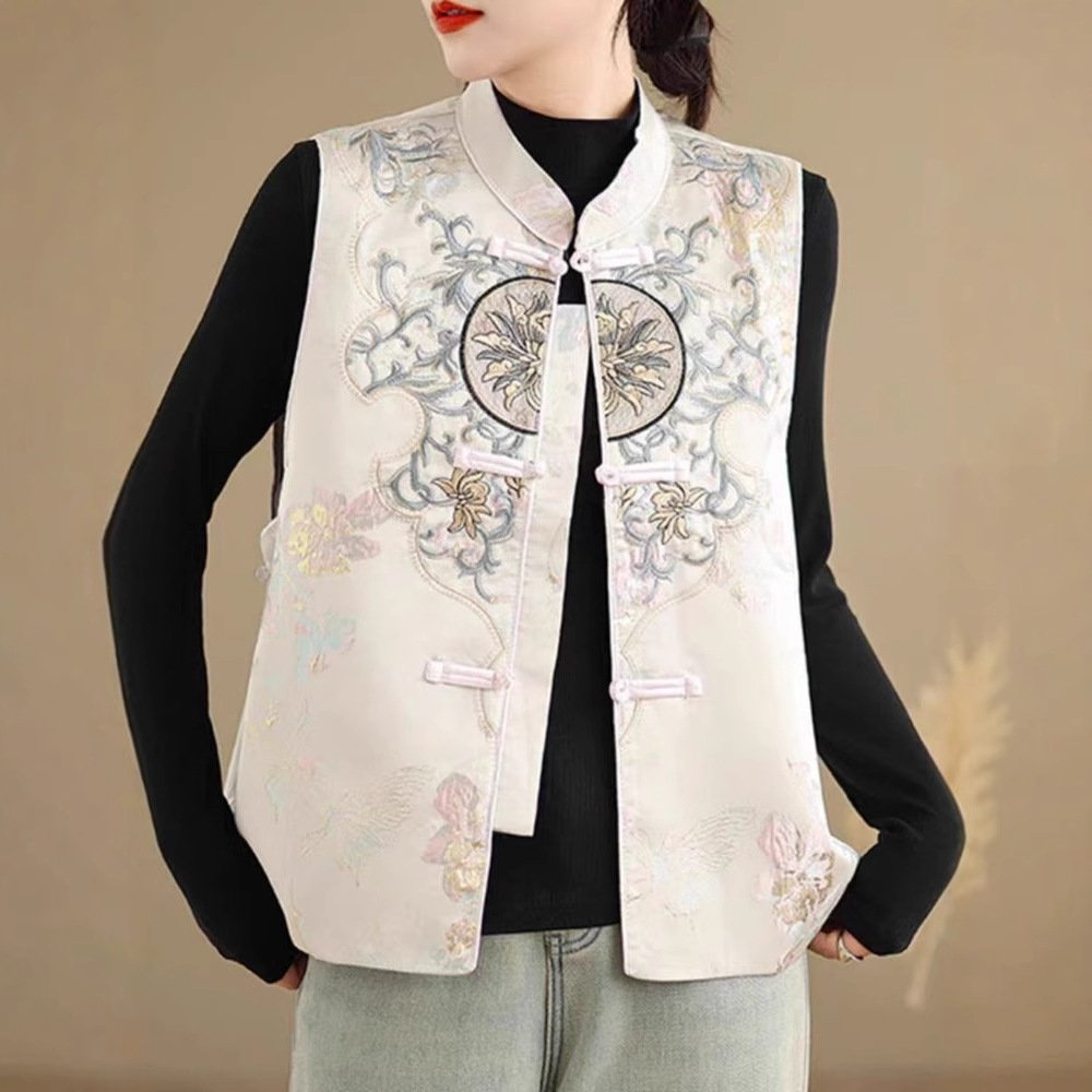 Galaxy Floral Vest Coat - Retro Chic Embroidery Jacket