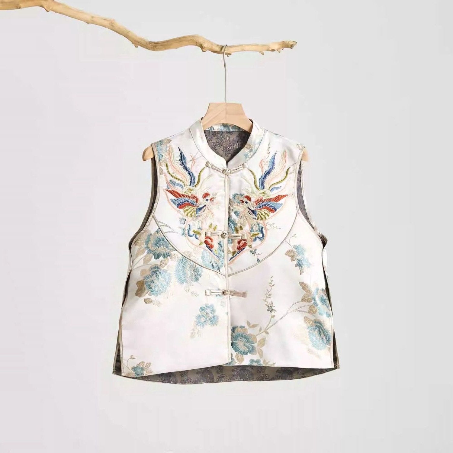 Vintage Floral Jacquard Vest for Women