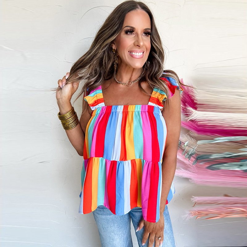 Contrast Color Striped Women's Pullover Vest