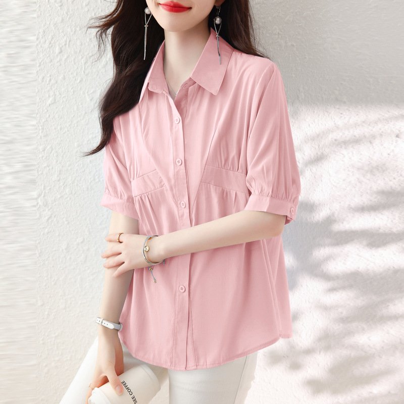 Chic Women's Puff Sleeve Chiffon Top Casual Shirt