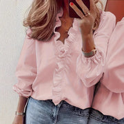 Women's Casual Ruffle Sleeve Blouse Elegant Top