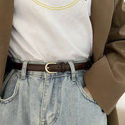 Thin Leather Belt, Brown, Camel, Black, Simple & Versatile