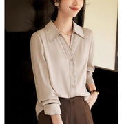 Chic Contrast Stitching Women's Commuter Blouse