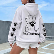 Cozy Cartoon Dog Hoodie for Women, Warm & Funny Graphic Print Pullover