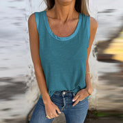 Women's Casual Loose Knit Sleeveless Round Neck Sweater Vest