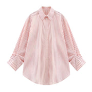 Chic Striped Lapel Long Sleeve Shirt