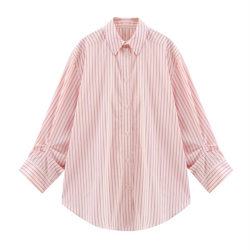 Chic Striped Lapel Long Sleeve Shirt