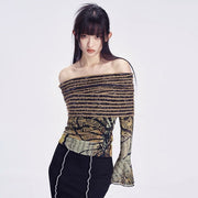 Chic Floral Off-Shoulder Slim Fit Top