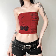 Women's Letter Print Slim Fit Tube Top Short Vest