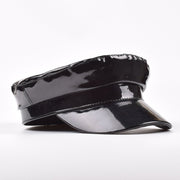 Navy Patent Leather Flat Top Hat for Women