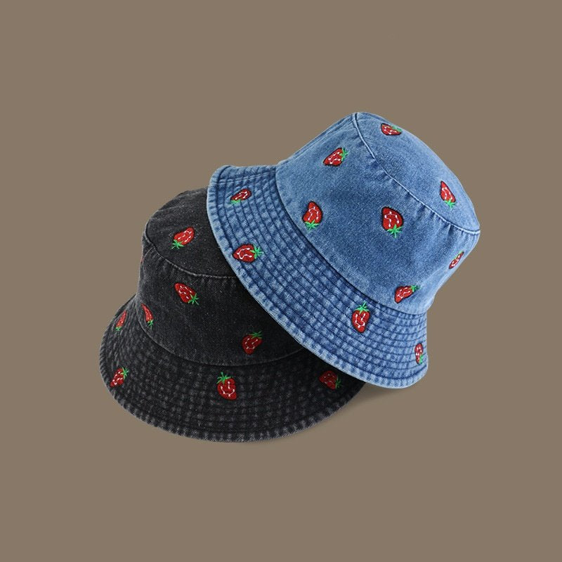 Korean-Style Embroidered Straw Hat for Women