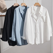 Plus Size Cotton Casual Long Sleeve Shirt