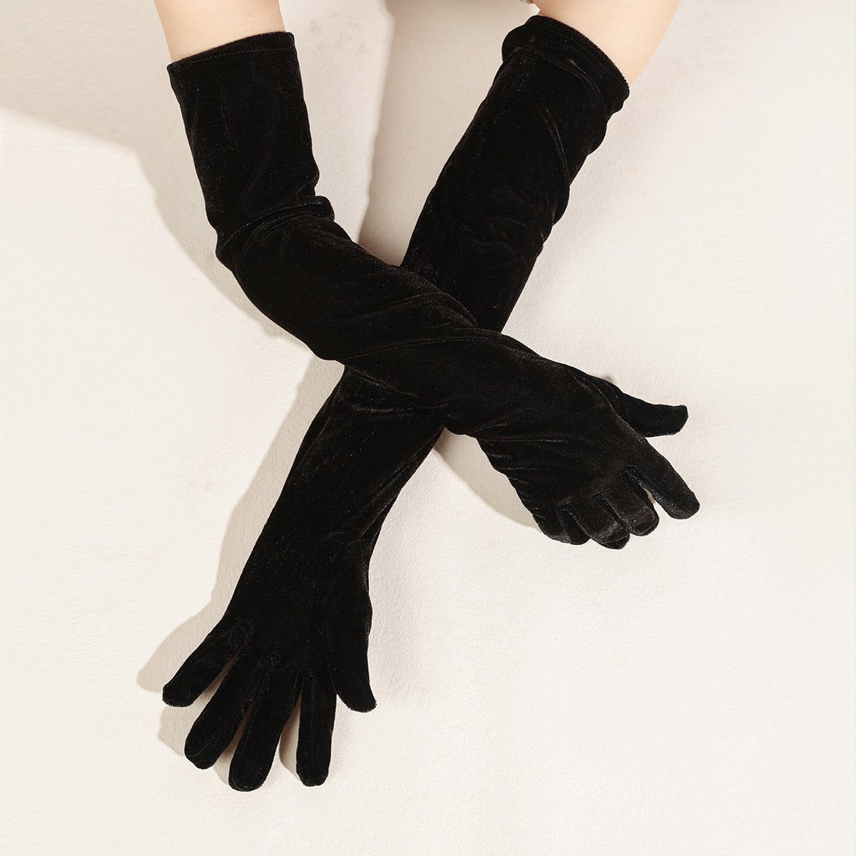 Luxurious Gold Velvet Bridal Gloves for Women
