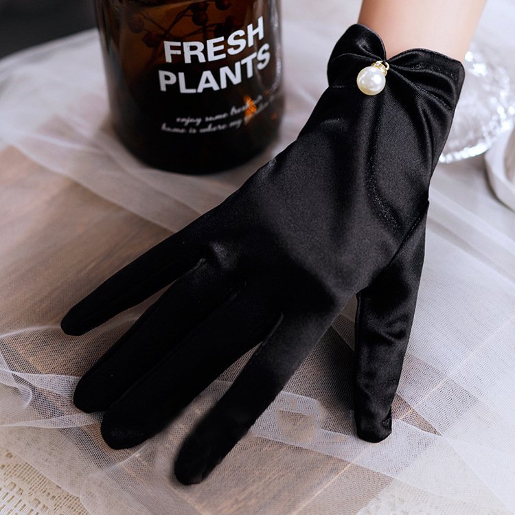 Elegant Short Pearl Gloves for Women