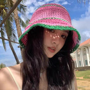 Rose Red, Blue, & Pink Beach Hats for Women - Breathable Sun Shade