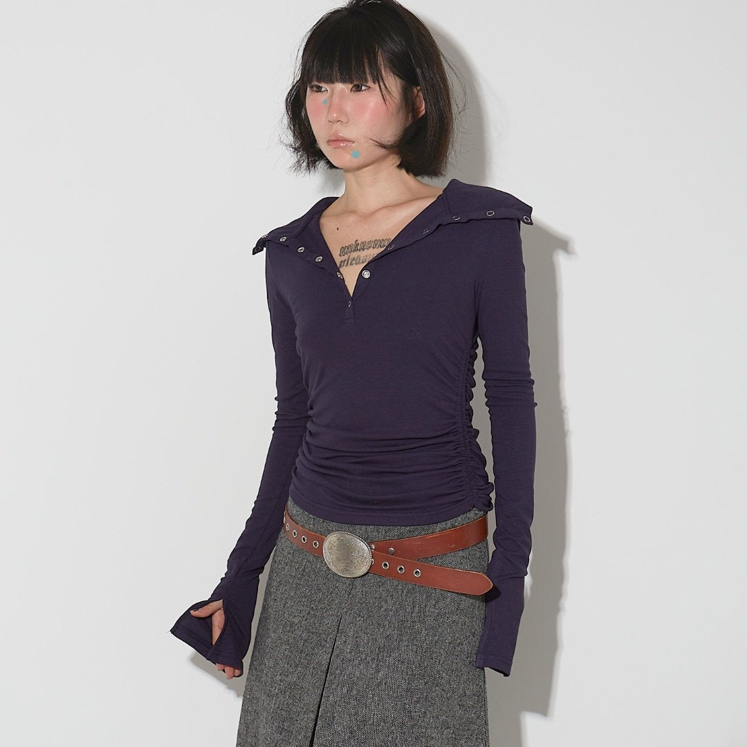 Women's Slim-Fit Collared Long Sleeve Top
