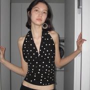 Women's Slim-Fit Polka Dot Halter Vest