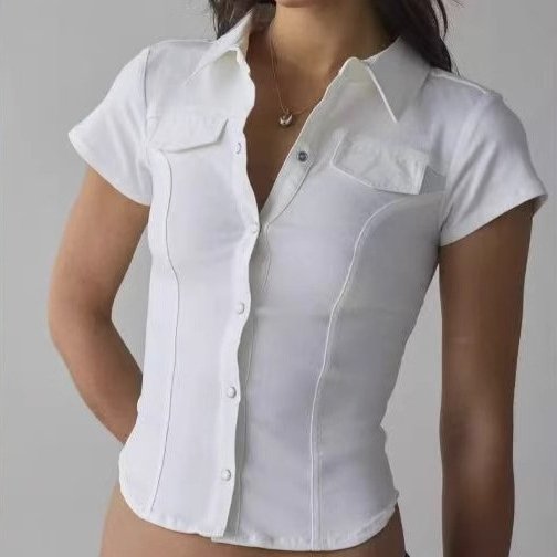 Retro Slim-Fit Pleated Puff Sleeve Crop Top
