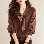 Chic V-Neck Long-Sleeve Commuter Sweater