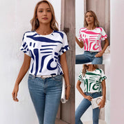 Chic Geometric Print Batwing Sleeve Women's Blouse