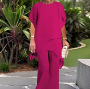 Chiffon Irregular Solid Color Casual Suit