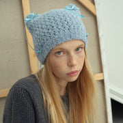 Warm Winter Hats for Girls - Knit Wool Bow Hats
