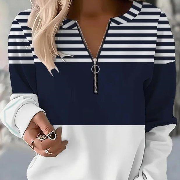 Casual Flag Sweatshirt - Half Zipper Pullover Sweater