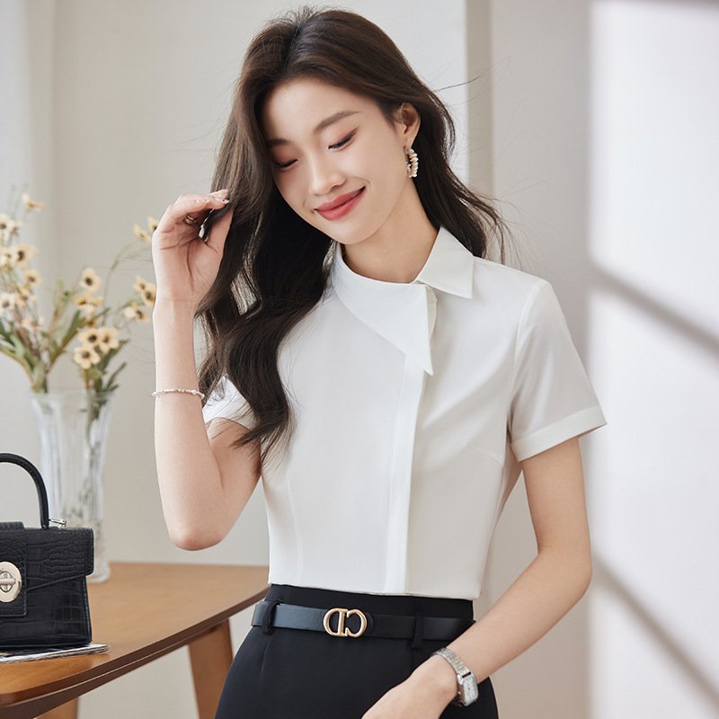 Chic Short Sleeve Work Blouse for Women