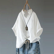 Women's Casual Cotton Linen Stand Collar Shirt