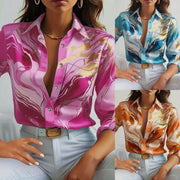 Women's Casual Long Sleeve Printed Button-Down Shirt