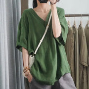 Plus Size Casual V-Neck Half-Sleeve Loose T-Shirt