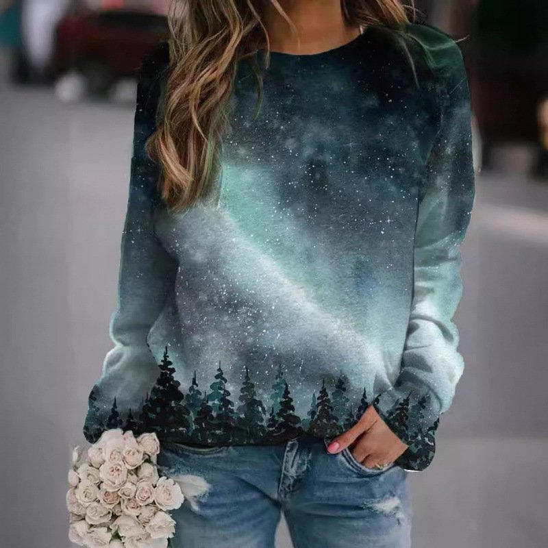Floral Long-sleeved Women's Sweater - Cozy Retro Style