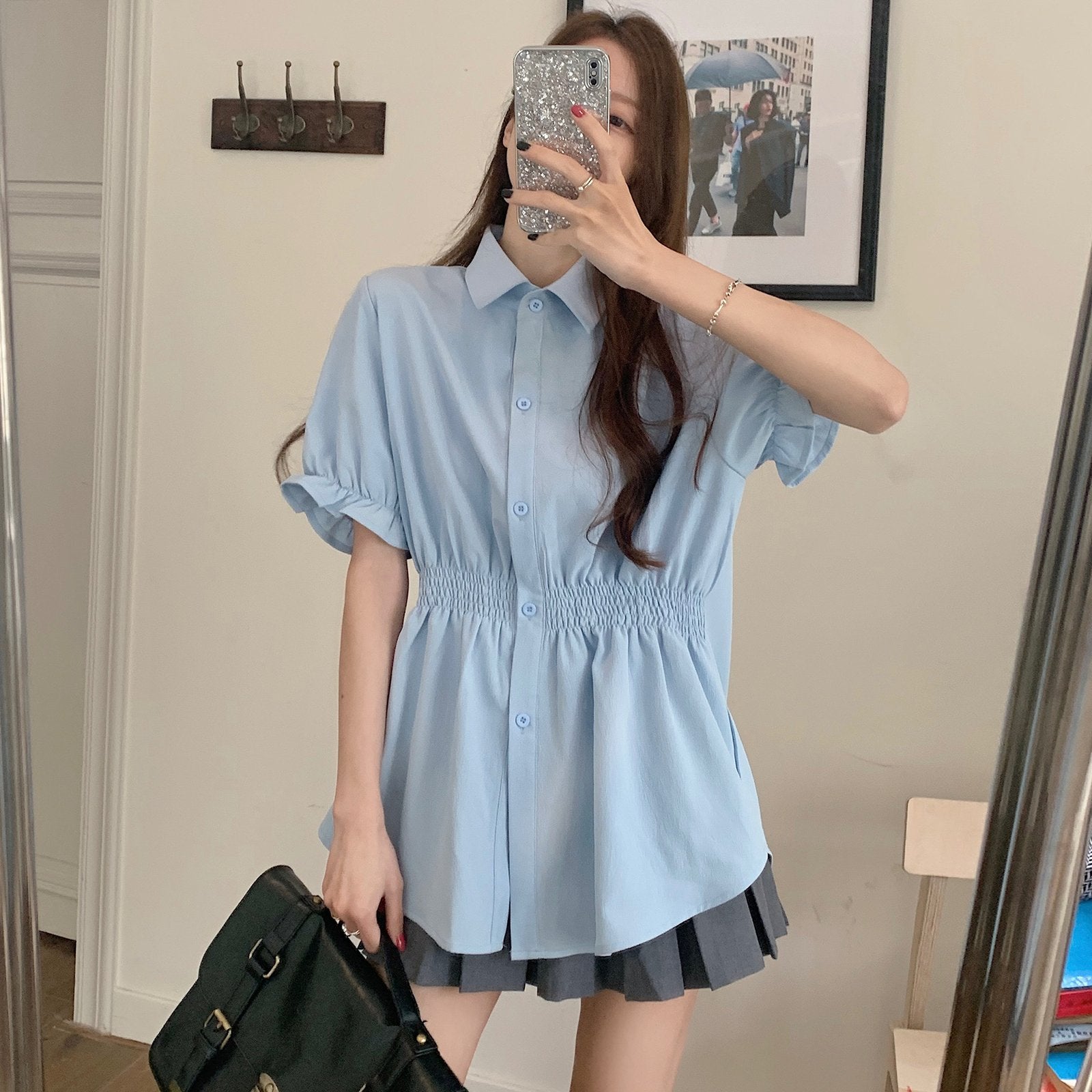 Chic Korean Style Waist-Controlled Belly-Covering Shirt