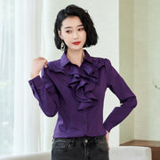 Women's Ruffle Long Sleeve Casual Business Blouse
