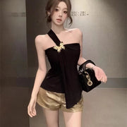 Black Summer Slim-fit Camisole Vest for Women